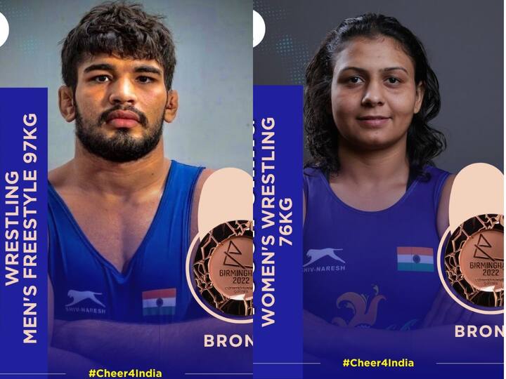 Commonwealth Games 2022 Deepak Nehra and pooja Sihag wins bronze in wrestling at CWG CWG 2022 : कुस्तीमध्ये भारतानं जिंकली आणखी दोन पदकं, दीपक नेहरासह पुजा सिहागनं जिंकलं कांस्य पदक