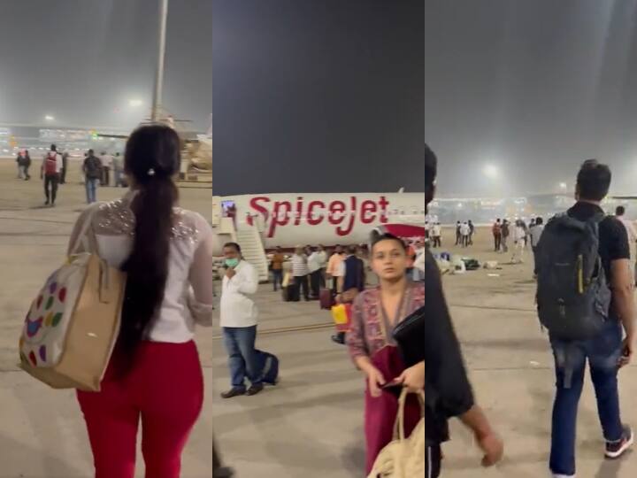SpiceJet passengers walk on runway in Delhi Airport when bus did not arrive for 45 minutes DGCA Probe on SpiceJet News: बड़ी लापरवाही! 45 मिनट तक बस नहीं आई तो रनवे पर पैदल चले स्पाइसजेट के यात्री, जांच शुरू