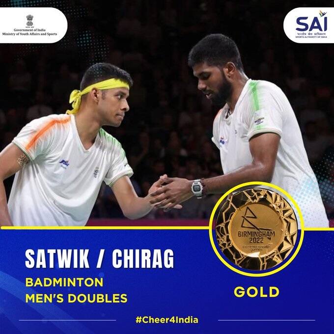 Satwik Sai Raj Rankireddy Chirag Shetty Wins Gold CWG 2022 Men Double in Badminton CWG 2022: અંતિમ દિવસે ગોલ્ડ મેડલનો વરસાદ, બેડમિન્ટનની મેન્સ ડબલ મેચમાં સાત્વિક અને ચિરાગે જીત્યો ગોલ્ડ