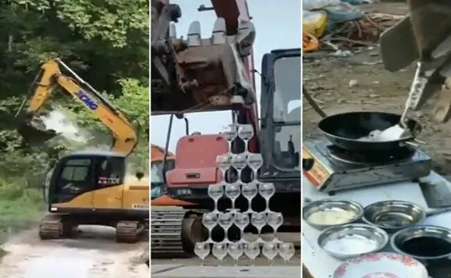 bulldozer viral video men doing stunts on bulldozer see viral video Bulldozer Viral Video: 'ਬੁਲਡੋਜ਼ਰ ਵਾਲੇ ਬਾਬੂ ਦਾ ਕਮਾਲ ਦਾ ਕਾਰਨਾਮਾ', ਕਦੇ ਬਣਾਏ ਆਮਲੇਟ ਤੇ ਕਦੇ ਦਿਖਾਏ ਸਟੰਟ