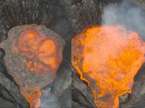 amazing video of volcano eruption video of flowing lava from volcano Watch: ਜਵਾਲਾਮੁਖੀ ਫਟਣ ਦੀ ਹੈਰਾਨੀਜਨਕ ਵੀਡੀਓ, ਇਸ ਤਰ੍ਹਾਂ ਵਗਦਾ ਹੈ ਅੱਗ ਦਾ ਦਰਿਆ...