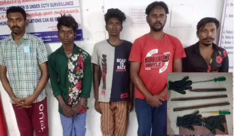 Trichy: 5 robbers arrested in Trichy 108 pounds of jewelry seized TNN திருச்சியில் பயங்கர ஆயுதங்களுடன் 5 கொள்ளையர்கள் கைது; 108 பவுன் நகைகள் பறிமுதல்