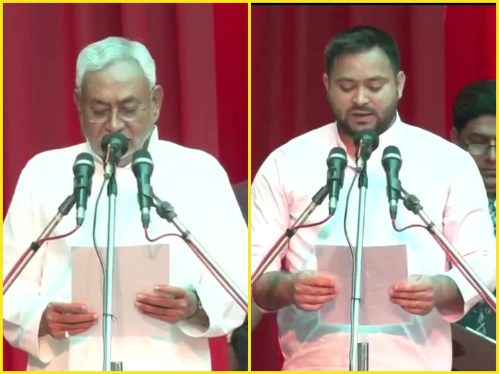 Nitish Kumar Oath Ceremony : Nitish Kumar takes oath as Bihar CM for the 8th time Nitish Kumar Oath Ceremony : ਨਿਤੀਸ਼ ਕੁਮਾਰ ਨੇ 8ਵੀਂ ਵਾਰ ਮੁੱਖ ਮੰਤਰੀ ਵਜੋਂ ਸਹੁੰ ਚੁੱਕੀ, ਤੇਜਸਵੀ ਯਾਦਵ ਬਣੇ ਡਿਪਟੀ ਸੀਐਮ