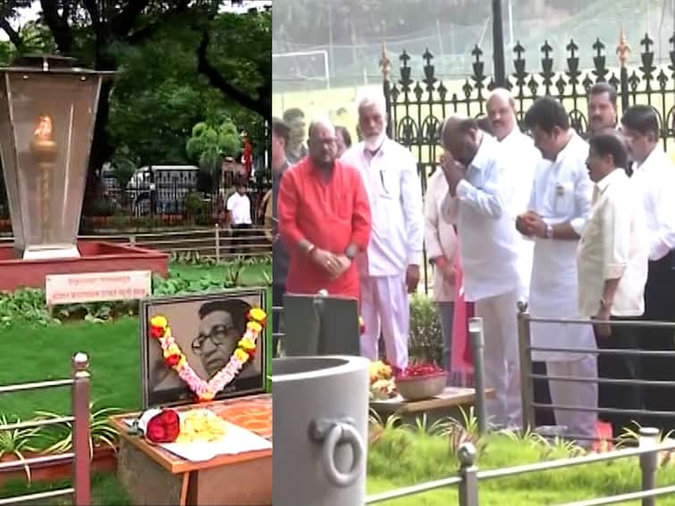 Mumbai news The newly appointed minister from the Shinde group pays a visit to Balasaheb Thackerays memorial at Shivaji Park शिंदे गटातील नवनियुक्त मंत्र्यांचं शिवतीर्थावरील बाळासाहेबांच्या स्मृतिस्थळाला अभिवादन