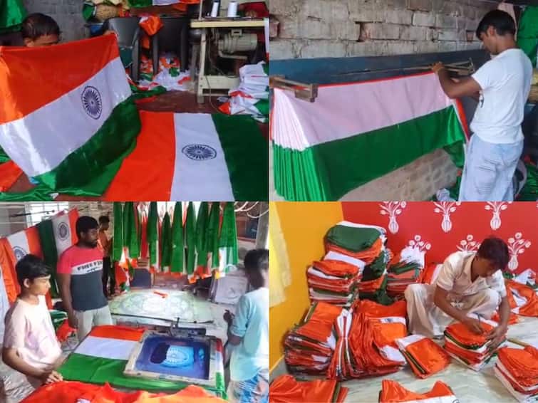 Howrah Jagacha factories busy supplying National flags ahead of August 15 Howrah News: ‘হর ঘর তিরঙ্গা’ কর্মসূচির প্রভাব! পতাকার চাহিদা তুঙ্গে, কারখানায় রাতজেগে চলছে কাজ