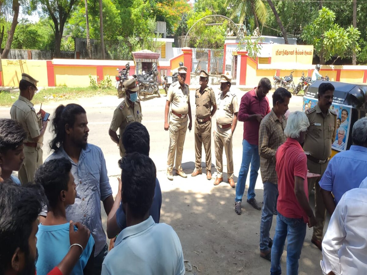 அம்பேத்கர் சிலைக்கு காவி துண்டு அணிவித்த மர்ம நபர்கள் - காஞ்சிபுரத்தில் பரபரப்பு