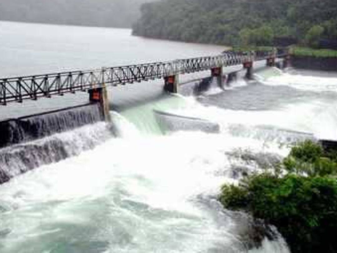The rain subsided two gates of Radhanagari Dam closed still discharge
