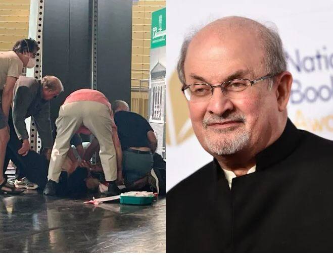 Author Salman Rushdie attacked on Stage in New york Salman Rushdie Attacked : ਲੇਖਕ ਸਲਮਾਨ ਰਸ਼ਦੀ 'ਤੇ ਨਿਊਯਾਰਕ 'ਚ ਜਾਨਲੇਵਾ ਹਮਲਾ , ਸਟੇਜ 'ਤੇ ਚੜ੍ਹ ਕੇ ਗਲੇ 'ਤੇ ਮਾਰਿਆ ਚਾਕੂ 