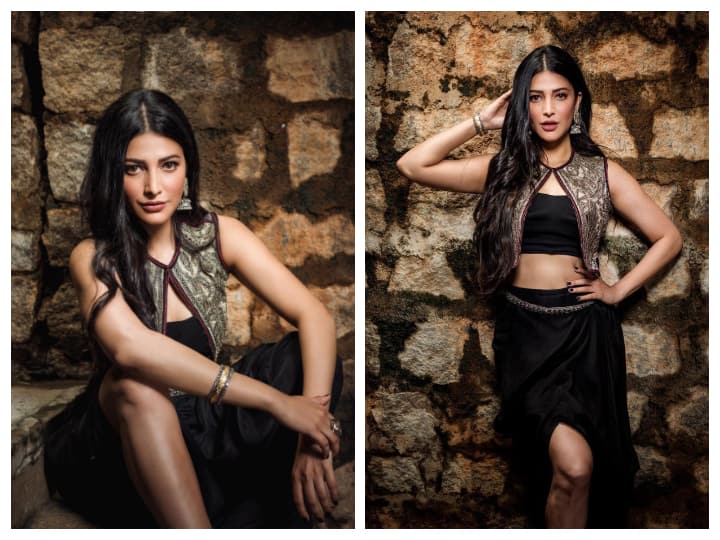 Shruti Haasan Photos: बॉलीवुड एक्ट्रेस श्रुति हासन ने इंस्टाग्राम पर अपनी कुछ लेटेस्ट तस्वीरें शेयर की हैं, इन तस्वीरों में श्रुति ब्लैक आउटफिट में पहने ग्लैमरस लुक देती दिख रही हैं.