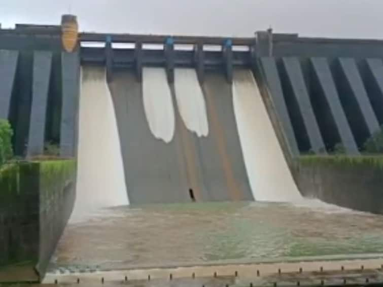 6 swing gates of Koyna Dam lifted by one and half feet release of 10 thousand 100 cusecs of water into the river Koyna Dam : कोयना धरणाचे 6 वक्री दरवाजे दीड फुटांनी उचलले, 10 हजार 100 क्युसेकने नदीत पाण्याचा विसर्ग 