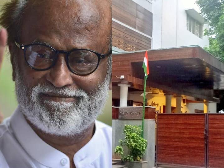 Actor Rajinikanth Hoisted National Flag in Front of His House Response to Har Ghar Tiranga independence day 2022 Rajini Hoisted National Flag: சூப்பர் ஸ்டார் வீட்டில் பறக்கும் தேசியக் கொடி!