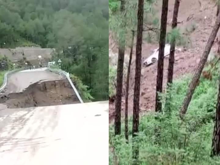 Himachal Pradesh: Two cars were parked, suddenly part of Shimla-Kalka highway broke and…