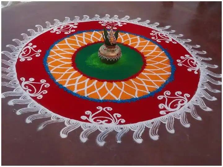independence day 2022 celebration with beautiful rangoli designs marathi news Happy Independence Day 2022 : 75 व्या स्वातंत्र्यदिनानिमित्त 'या' सुंदर रांगोळी काढून उत्सव साजरा करा
