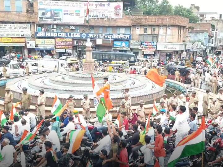 Jodhpur Rajasthan Azadi Ka Amrit Mahotsav BJP Yuva Morcha tiranga rally freedom fighter Balmukund Bissa ANN Jodhpur News: बीजेपी युवा मोर्चा ने निकाली तिरंगा रैली, बालमुकुंद बिस्सा की प्रतिमा के पास तैनात रहा भारी पुलिस बल