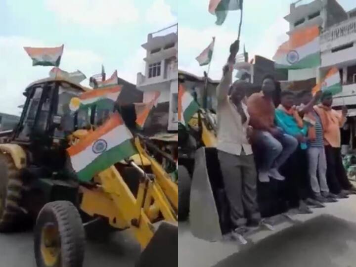 Independence Day 2022 Har Ghar Tiranga campaign started in Basti and bulldozers showed tremendous craze during rally ann Har Ghar Tiranga: बस्ती में शुरू हुआ 'हर घर तिरंगा' अभियान, रैली के दौरान बुलडोजर का दिखा जबरदस्त क्रेज
