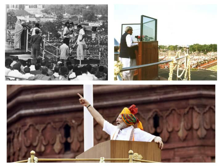 As the country is gearing up to celebrate the 75th Independence Day on August 15, here is a look at some of the Prime Ministers addressing the nation during the occasion over the years.