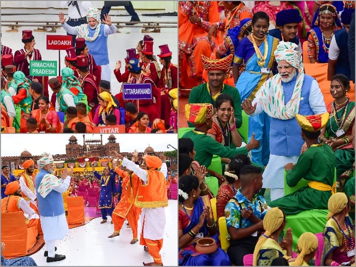 Independence Day 2022: पीएम मोदी ने स्वतंत्रता दिवस के कार्यक्रम में भारत की विविध संस्कृति का प्रदर्शन करने वाले कलाकारों का अभिवादन किया.