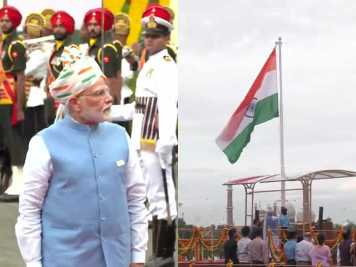 Prime Minister Narendra Modi hoists the national flag