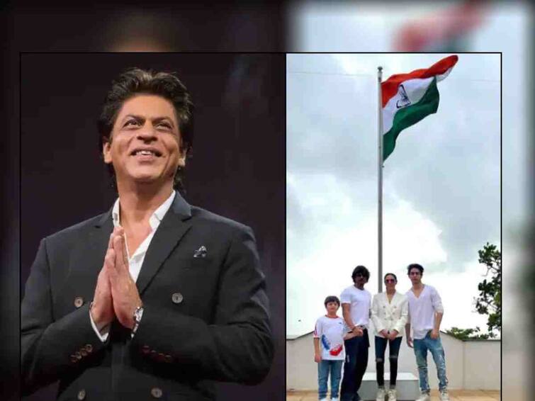 Independence Day 2022 Har Ghar Tiranga actor shah rukh khan hosted a flag on Mannat Independence Day 2022 : शाहरुखच्या ‘मन्नत’वर डौलाने फडकला तिरंगा! अभिनेत्याने कुटुंबासह चाहत्यांना दिल्या शुभेच्छा