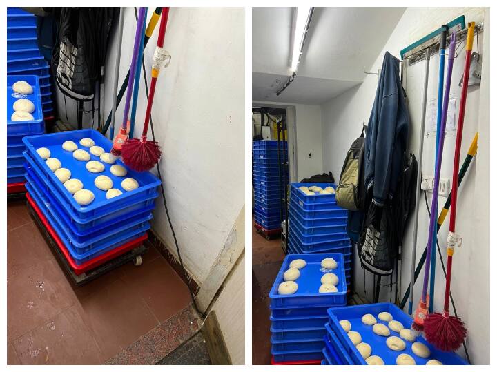 toilet brush mopes hanging above pizza dough in Dominos Pizza Bengaluru viral video on social media Dominos Pizza: पिज़्ज़ा के आटे के ऊपर टॉयलेट ब्रश-पोछा लटका देख आया लोगों को गुस्सा, कंपनी ने दी सफाई