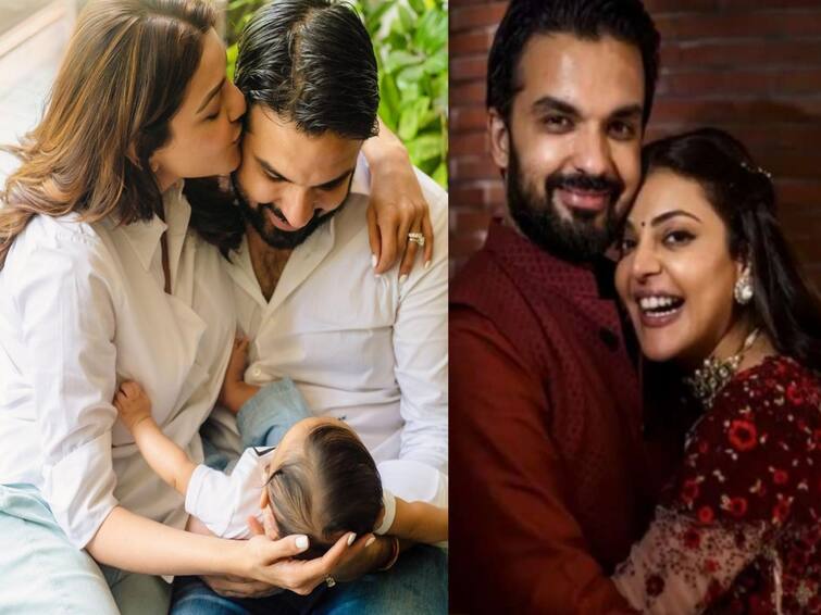 Actress Kajal AGarhwal wished her husband on his birthday Happy birthday Kitchlu: கன்னத்தில் முத்தம்... கையில் குழந்தை... கணவர் பிறந்தநாளுக்கு காஜல் தந்த பரிசு!