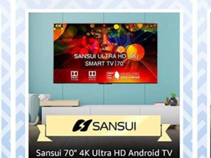 Amazon Sale On 70 Inch Smart TV Sansui 70 Inch Smart TV Price Review Best Brand 70 Inch UHD TV Deal Amazon Deal: 70 हजार रुपये से कम में घर को बनायें सिनेमा हॉल, खरीदें ये न्यू लॉन्च 70 इंच स्मार्ट टीवी