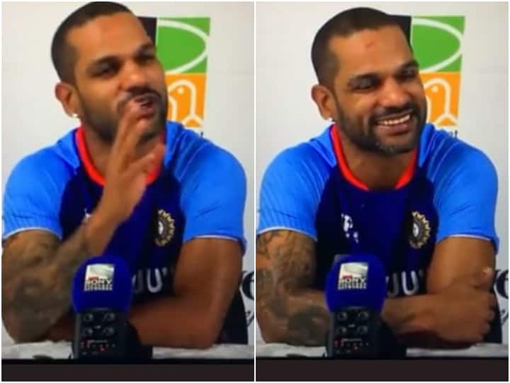 India vs Zimbabwe ODI Series Shikhar Dhawan Viral Video Shikhar Dhawan Fails To Understand Reporter Accent Press Conference 'Confused' Shikhar Dhawan Hilariously Fails To Understand Reporter's 'Accent' During A Press Conference