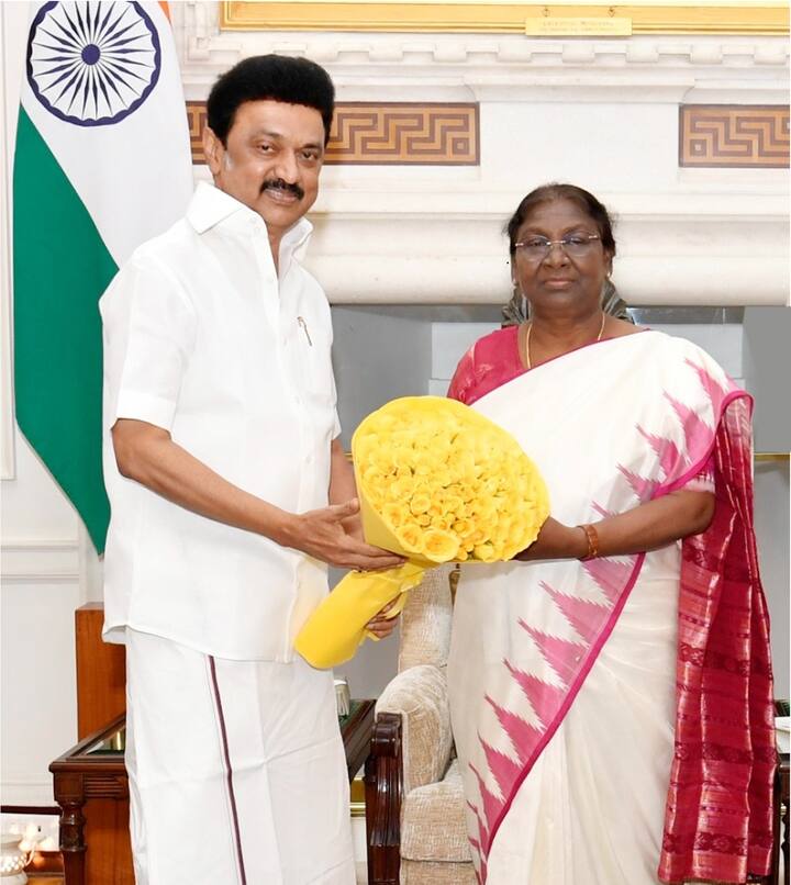 Tamil Nadu CM MK Stalin met President Droupadi Murmu on Wednesday in New Delhi. (Image: Twitter/Tamil Nadu CMO)