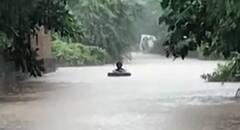 બનાસકાંઠાઃ ઈકબાલગઢ જળબંબાકાર, જુઓ ટ્યુબટાયરના સહારે બાળક કરી રહ્યો છે રસ્તો પાર