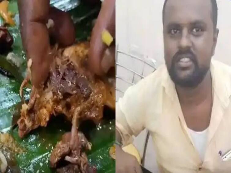 Tiruvannamalai aarano Customer shock if maggots in quail fry TNN ஆரணி ஓட்டலில் காடை வறுவலில் புழுக்கள் -  வாடிக்கையாளர் அதிர்ச்சி