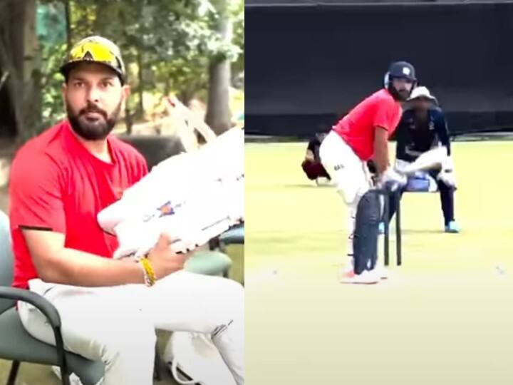 Yuvraj Singh gives comeback Gesture after hitting Big Shots on ground watch video Watch: युवराज सिंह ने बैक टू बैक सिक्स लगाकर दिया मैदान में वापसी का संकेत, पूर्व क्रिकेटर्स से मिले ये रिएक्शंस