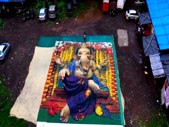 50 फूट लांब x 40 फूट रुंद आकाराचे पोर्ट्रेट साकारण्यासाठी 6 रंगाच्या छटा असलेले दिवे वापरले आहेत.