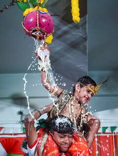 IN PICS | Janmashtami Celebrated Across India, Kids Dress Up As Lord Krishna, Goddess Radha