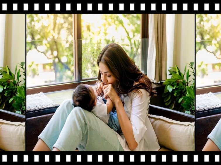 Kajal aggarwal shares son picture with krishna jayanthi wishes to all in Instagram Kajal aggarwal : தாய்மையை கொண்டாடும் காஜலின் புது இன்ஸ்டா போஸ்ட்!