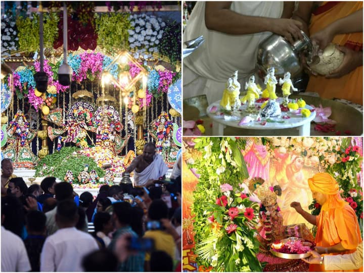 Krishna Janmashtami: मथुरा में श्रीकृष्ण जन्माष्टमी के मौके पर भक्तों को झूमते देखा गया. ढोल-नगाड़ों की गूंज के बीच भगवान श्रीकृष्ण की जय-जयकार देखने को मिली.