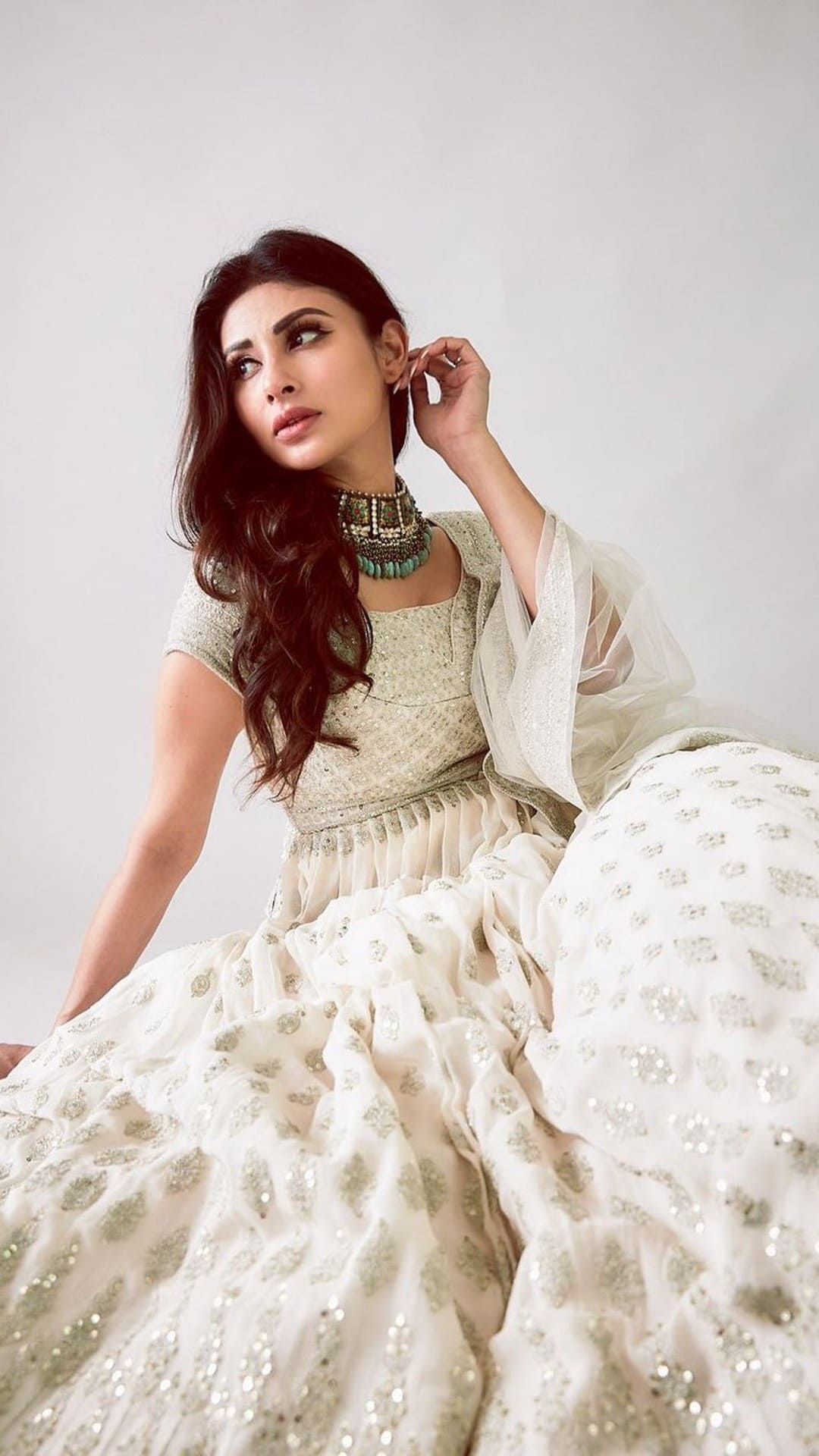 Mouni Roy In Ivory Chikankari Lehenga For Brahmastra Promotions