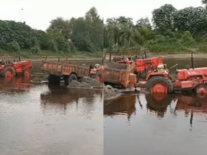 Kasganj Illegal Mining Illegal Mining Accused Run Away From After Raid in Kali River in Kasganj in UP ann Kasganj Illegal Mining: कासगंज के काली में हो रहा था अवैध खनन, छापा पड़ते ही ट्रैक्टर छोड़ कर झाड़ियों से भागे आरोपी