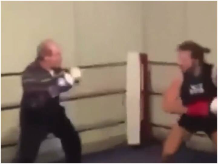 86 Year Old Man Punches Young Boxer Badly In Ring Video Viral On Social