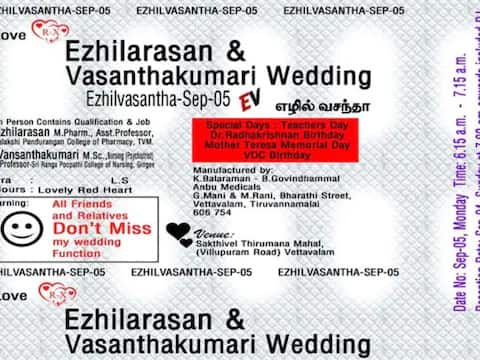 Wedding Card: 'ਦਵਾਈ ਦੇ ਪੱਤੇ' 'ਤੇ ਛਪਿਆ ਵਿਆਹ ਦਾ ਸੱਦਾ-ਪੱਤਰ ਦੇਖ ਲੋਕ ਹੋਏ ਹੈਰਾਨ, ਜਾਣੋ ਕੀ ਹੈ ਪੂਰਾ ਮਾਮਲਾ Wedding Card: 'ਦਵਾਈ ਦੇ ਪੱਤੇ' 'ਤੇ ਛਪਿਆ ਵਿਆਹ ਦਾ ਸੱਦਾ-ਪੱਤਰ ਦੇਖ ਲੋਕ ਹੋਏ ਹੈਰਾਨ, ਜਾਣੋ ਕੀ ਹੈ ਪੂਰਾ ਮਾਮਲਾ