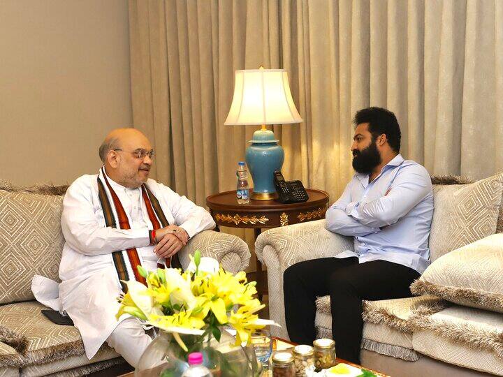 Junior NTR Calls On Amit Shah In Hyderabad Junior NTR Calls On Amit Shah In Hyderabad