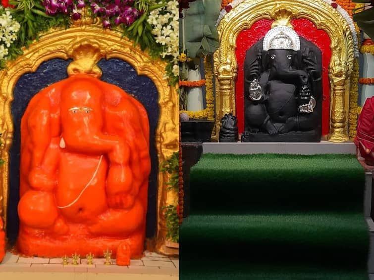 removed shendura layer from Ganesha in the Binkhambi ganesh mandir its original after 190 years शेंदुराचा थर हटवल्याने बिनखांबी मंदिरातील इच्छापूर्ती गणेश तब्बल 190 वर्षांनी मुळ रुपात!