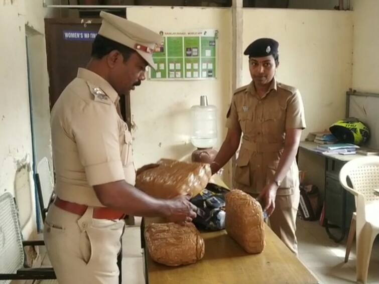 6 kg of ganja found in bags at Nagercoil railway station கேட்பாரற்று கிடந்த பையில்  6 கிலோ கஞ்சா பறிமுதல் - நாகர்கோவில் ரயில்வே நிலையத்தில் பரபரப்பு