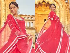 Liger: फिल्म के प्रमोशन के लिए नवाबों के शहर लखनऊ पहुंची अनन्या पांडे, अनारकली पहने यूं इतराती दिखीं