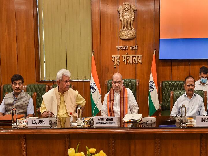 JK home minister Amit Shah reviews security situation series of Infiltration Bids high-level meeting Amarnath Yatra terrorists attack Ajit Doval Amit Shah Reviews J&K Security Situation, Asks Forces To Continue Ops To Wipe Out Terrorism