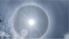 PHOTO : तळपत्या सूर्याला इंद्रधनुष्याने वेढलं, परभणीकरांनी अनुभवला सुखद अनुभव