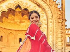 PHOTO: चित्रपटाच्या प्रमोशनसाठी अनन्या पांडे पोहोचली लखनऊला, अनारकली सूटमध्ये केले धमाकेदार फोटोशूट