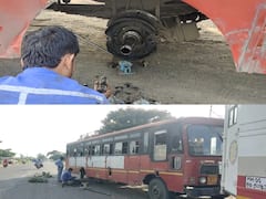 Parbhani : चालत्या बसची चाक निखळली, सुदैवाने अनर्थ टळला; परभणीतील वसमत रस्त्यावर घडला गंभीर प्रकार