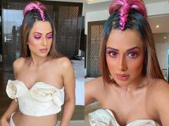 Nia Sharma Cool Look: गुलाबी बाल, मस्तानी चाल...लेटेस्ट फोटोशूट में निया शर्मा ने पहना सफेद गुलाब