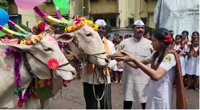 सोशल मीडियाच्या गाळात अडकत चाललेल्या आताच्या पिढीला या सणाचं महत्त्व पटवून देण्यासाठी कल्याण पूर्वमधील सम्राट अशोक विद्यालयातील विद्यार्थी आणि शिक्षकांनी बैलपोळा साजरा केला