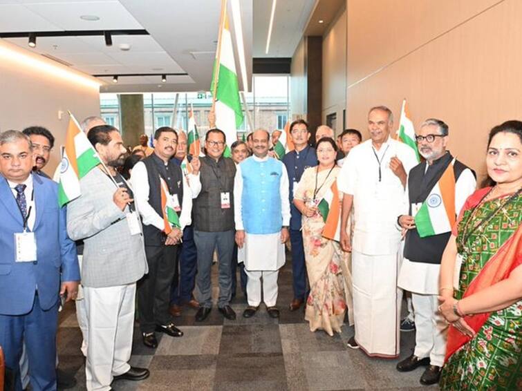 National Flags Made in China held in Commonwealth Speakers conference erupt controversy காமன்வெல்த் சபாநாயகர்கள் மாநாட்டில் சீனாவில் தயாரிக்கப்பட்ட இந்திய தேசியக்கொடி...வெடித்த சர்ச்சை!